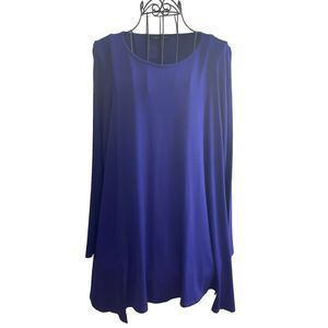 Eileen Fisher Purple Jersey Side Slit Tunic Hi-Lo Top Long Sleeve Women's Small